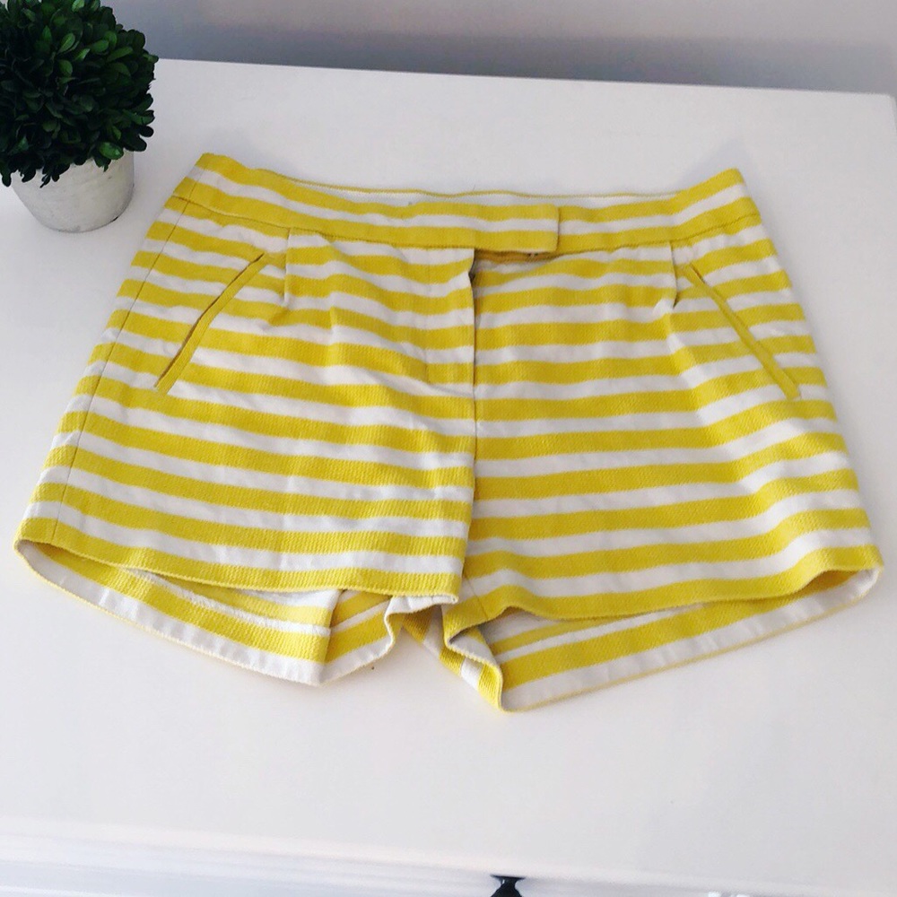 J crew size yellow striped sailor shorts nautical